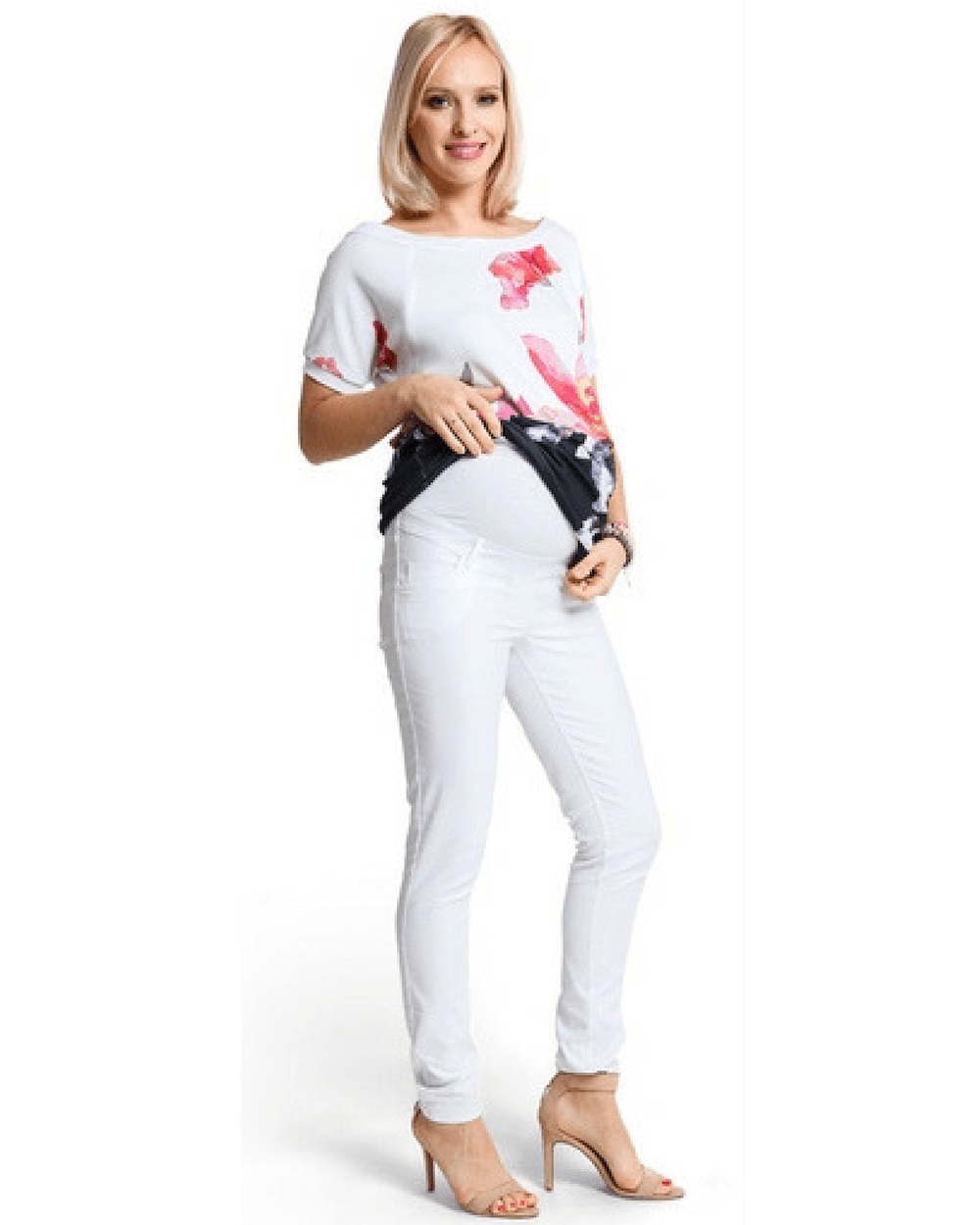 Pantaloni Candy White pentru gravide Mama Boutique