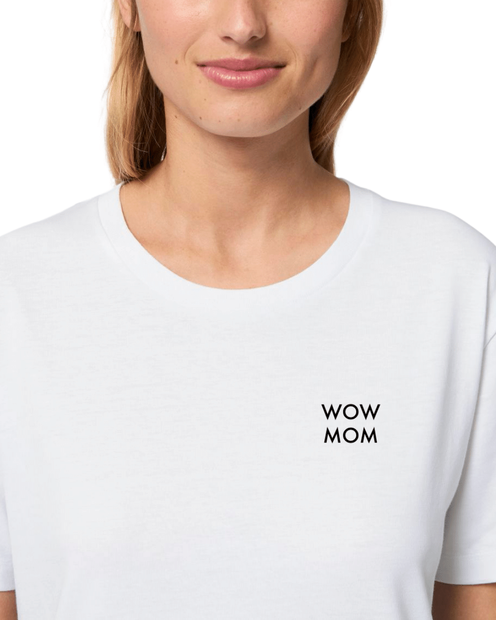 Rochie tricou WOW MOM alb bumbac organic Mama Boutique