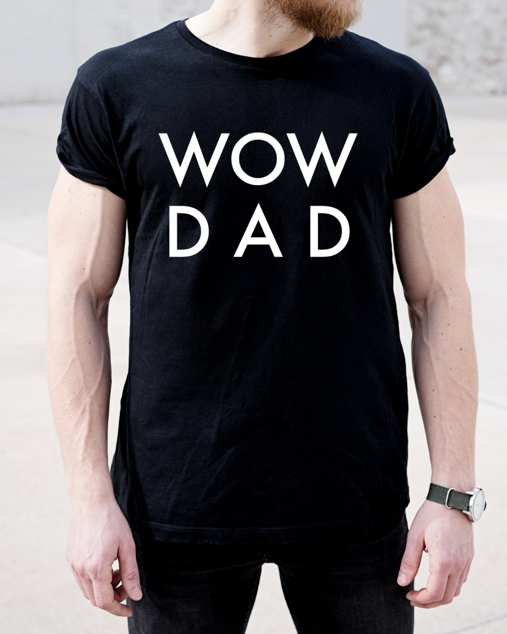 Tricou bumbac wow dad negru cu alb cadou pentru tati