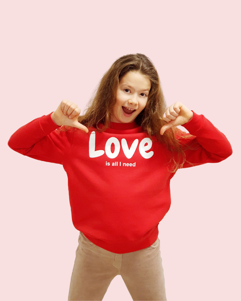 Bluza rosie pentru copii Love is all I need colectie wow